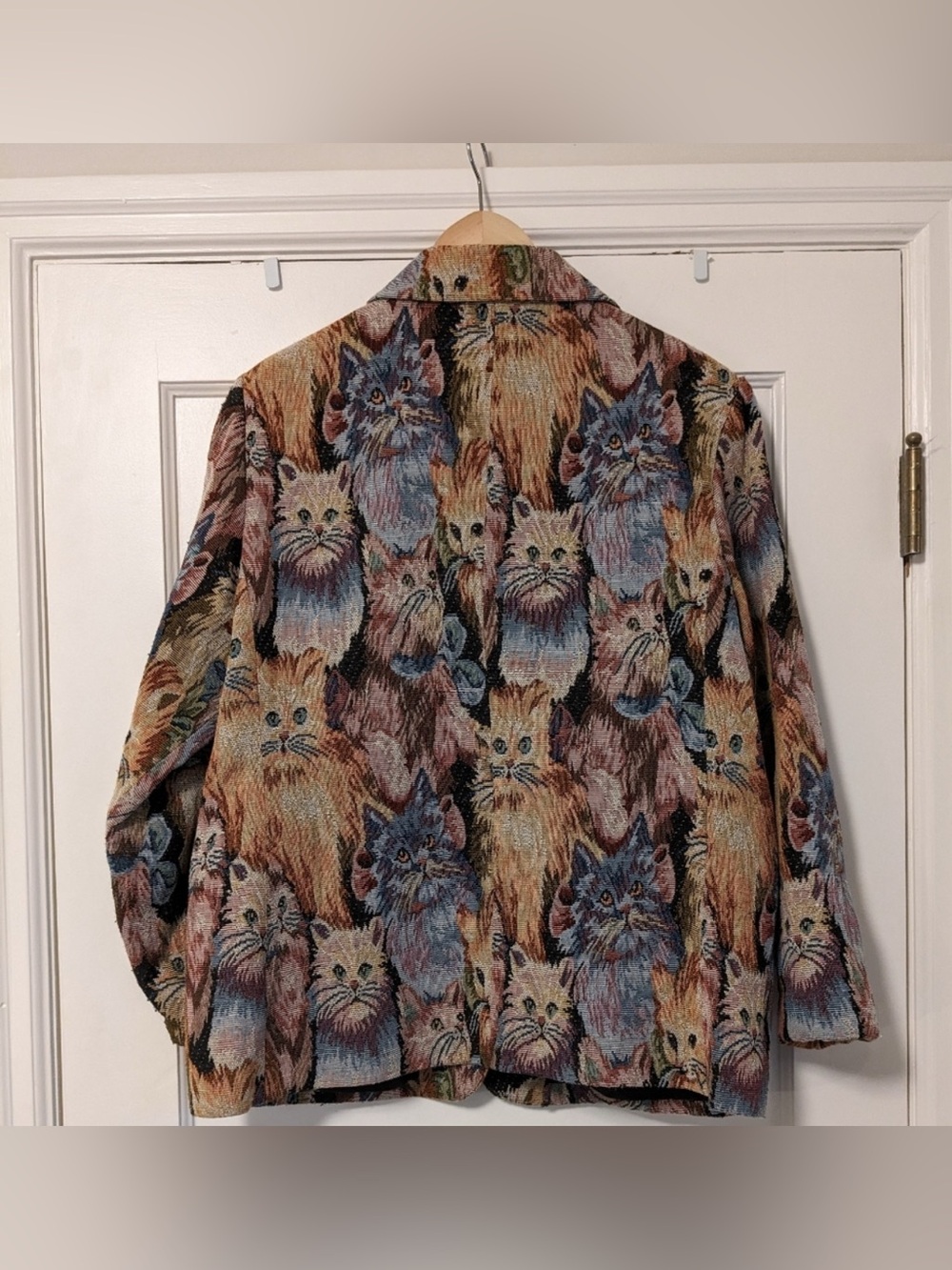Vintage Multicolor Cat Tapestry Blazer & Matching Tote Bag Set - Picture 12 of 16